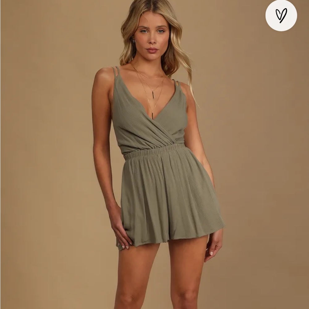 NWT Lulu's Olive Green Wrap Romper